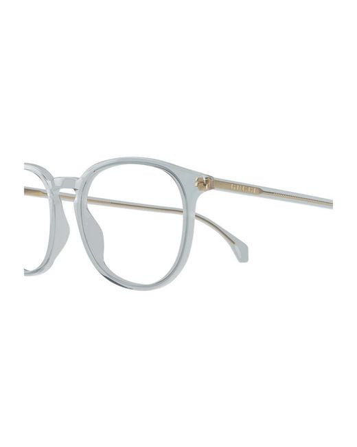 Gucci White Eyewear Round Frame Glasses for men