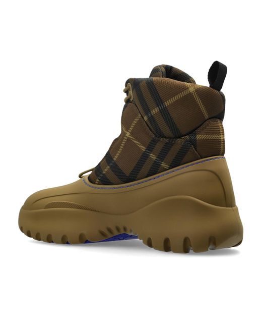 Burberry Green Checked Ankle Boots for men