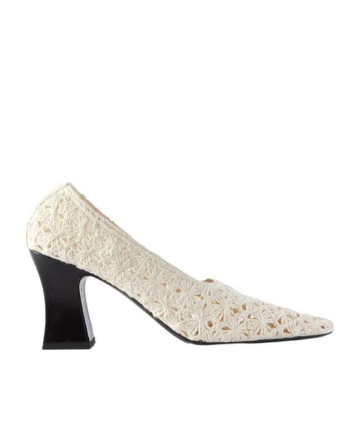 The Row White Crocheted Organic Cotton-Blend Pumps