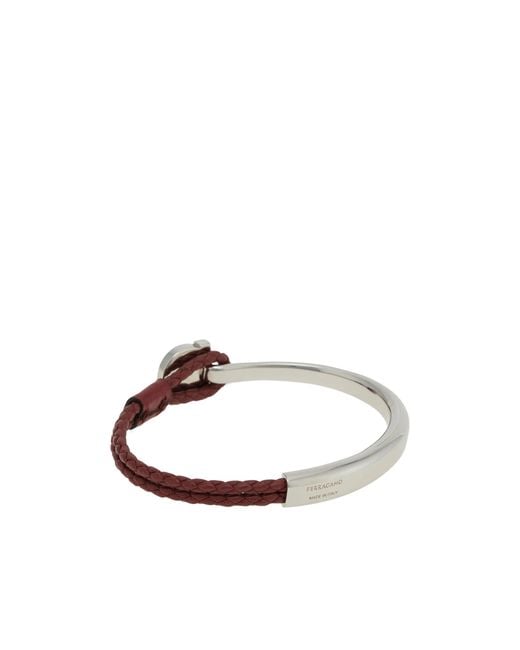 Ferragamo White Ferragamo Semi-Rigid Gancini Bracelet for men