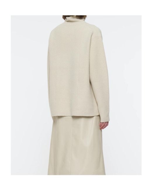 Joseph White Ribbed Panelled Turtleneck Sweater