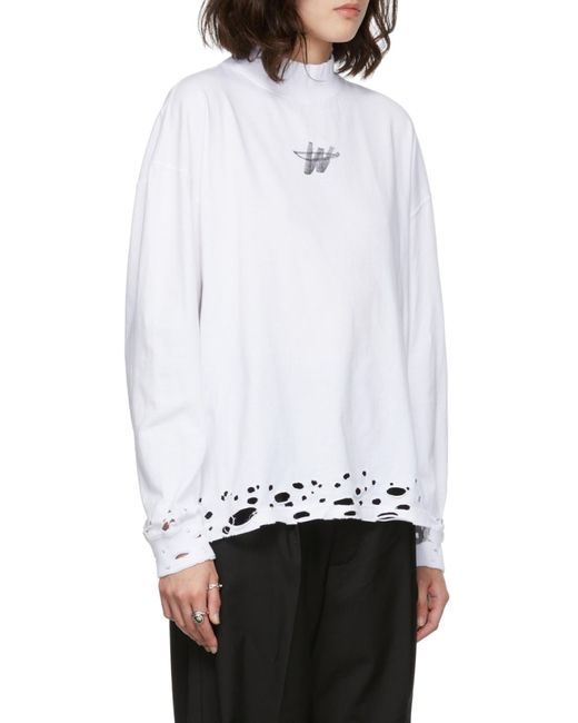 we11done White Branded Perforated Sweatshirt for men