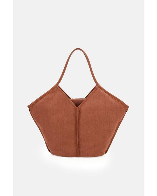 Hereu Brown Top Handle Tote Bag
