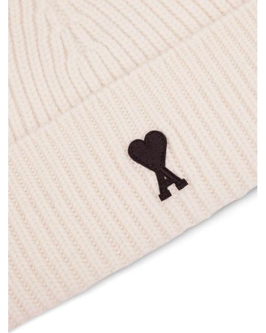 AMI Natural Ami De Coeur Logo Embroidered Beanie for men