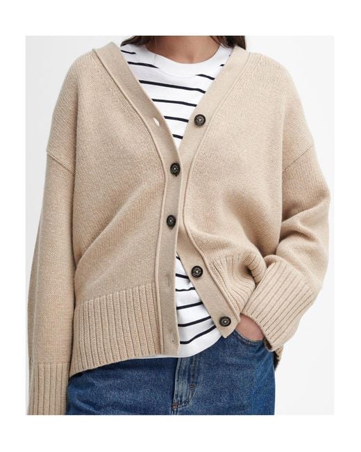 Barbour Natural V-Neck Button-Up Cardigan