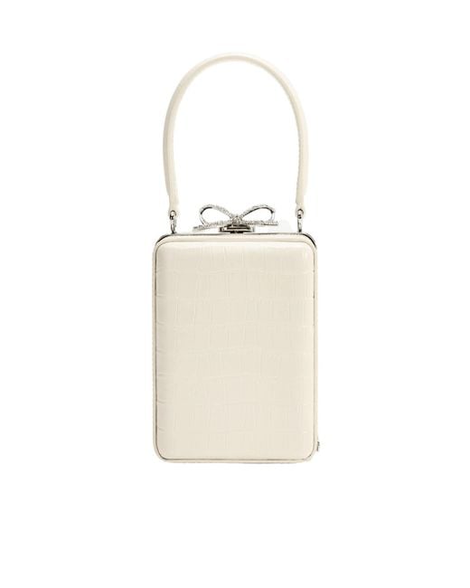 Self-Portrait White Bow Embellished Embossed Micro Bag