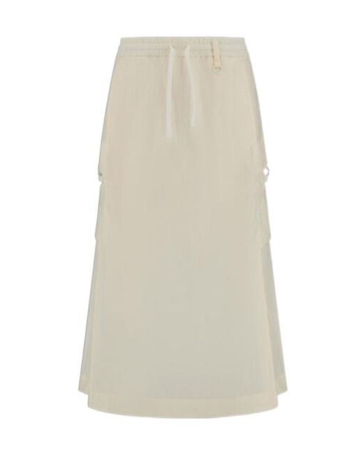 Herno Natural Laminar Drawstring Waist Long Skirt