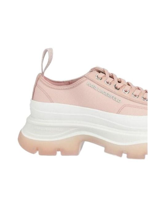 Karl Lagerfeld Pink Thick Sole Logo Lacing Casual Sneakers