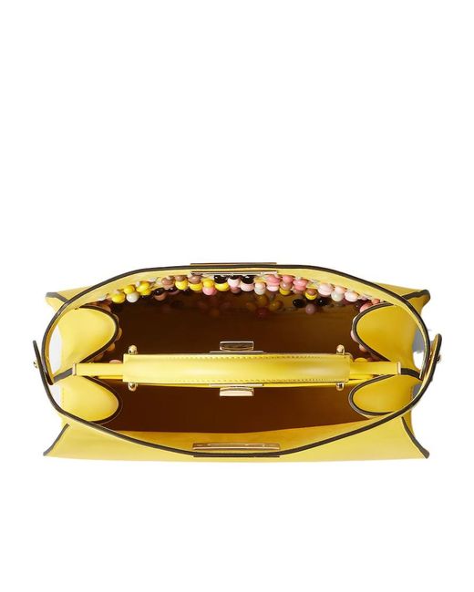 Fendi Yellow Peekaboo Iseeu Medium Broom Leather Bag With Floral Decoration