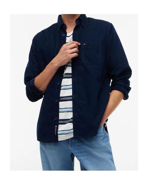 Tommy Hilfiger Blue Regular Fit Button-Down Corduroy Shirt for men