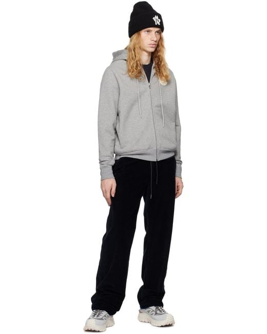 Moncler Gray Logo Patch Drawstring Hoodie for men