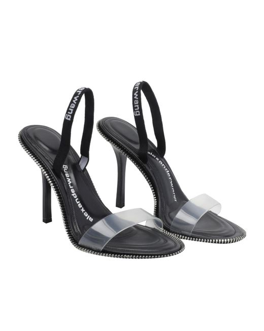 Alexander Wang White Logo Strass Heeled Sandals