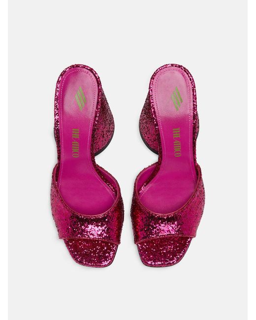 The Attico Purple The Luz Glitter Slip-On Mules