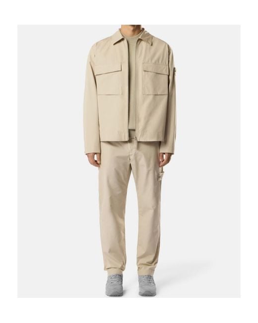 Stone Island Natural Logo-Patch Trousers for men