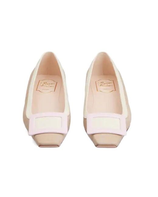 Roger Vivier Natural Belle Vivier Ballet Flats
