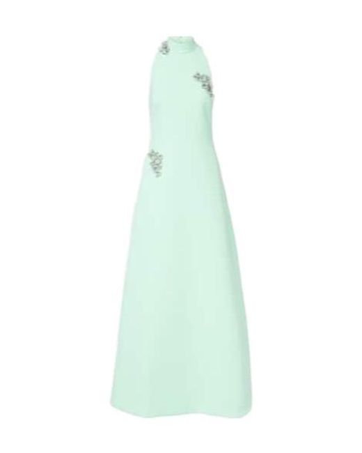 Safiyaa Green Priscilla Embellished Crepe Gown