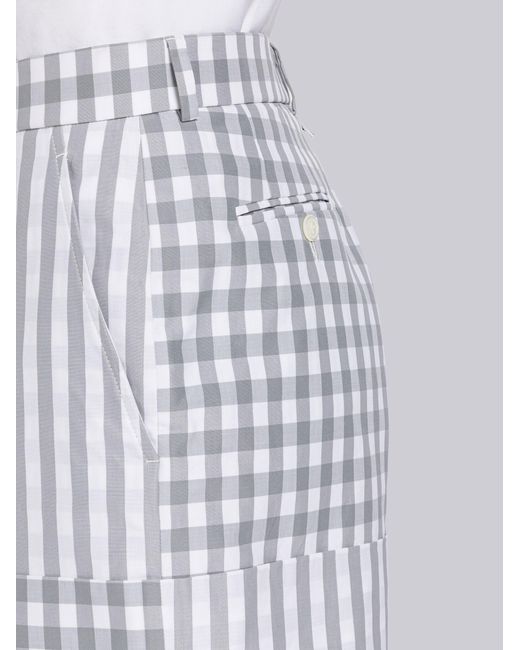 Thom Browne White Gingham Check Tailored Shorts