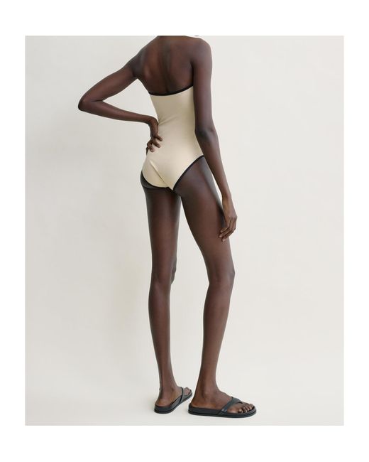 Totême Natural Contrasting-Trim Strapless Swimsuit