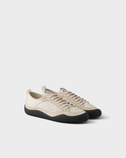 Prada White Speedrock Re-Nylon And Suede Sneakers for men