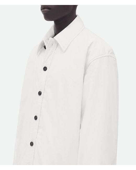 Bottega Veneta White Frosted Poplin Padded Jacket for men