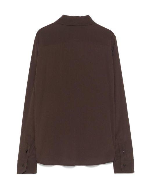 Seventy Brown Long-Sleeved Curved Hem Shirt