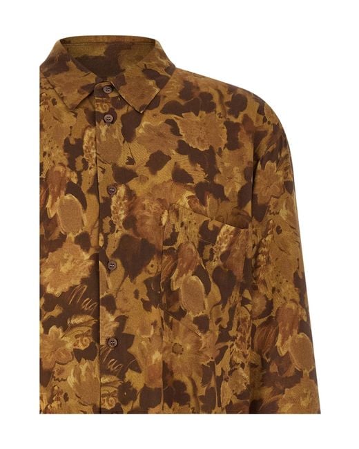 Magliano Brown Dried Flower Oversized Shirt for men