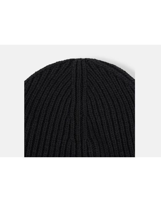 Stone Island Black Junior Logo Patch Ribbed Beanie