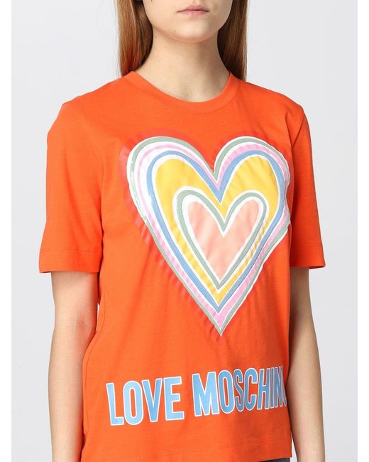 Moschino Orange Logo-Print Short-Sleeve T-Shirt
