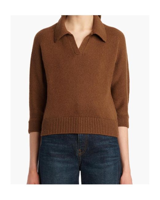 Khaite Brown Herve V-Neck Polo Jumper