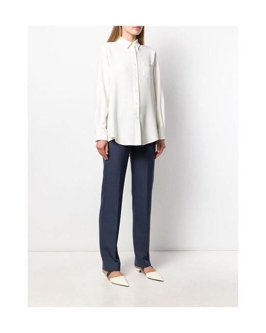 Alberto Biani White Crepe Blouse