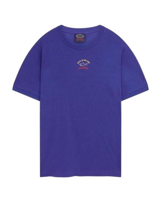 Paul & Shark Blue Logo Printed T-Shirt for men