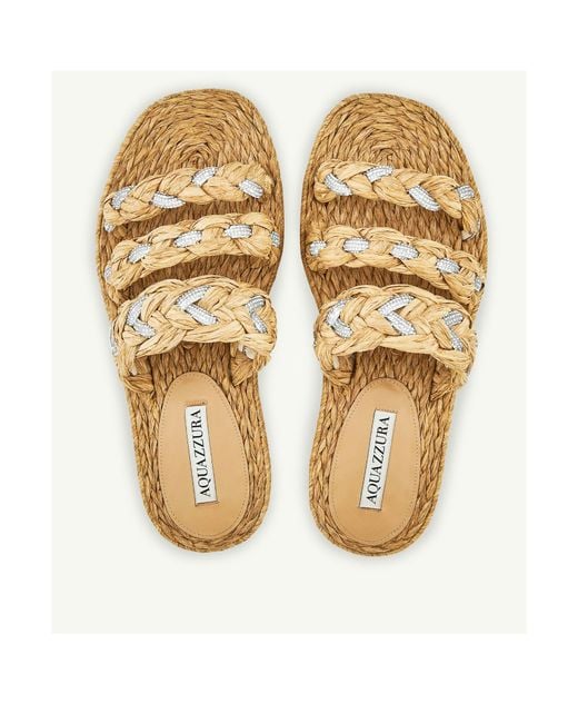 Aquazzura Metallic Embellished Slip-On Sandals