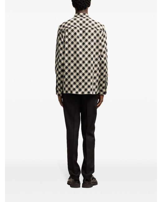 AMI Gray Ami Check Printed Twill Shirt for men