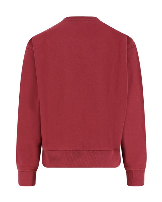 Stussy Red Long-Sleeved Crew Neck Sweatshirt for men