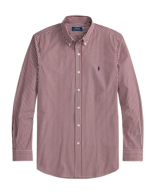 Polo Ralph Lauren Purple All Fit Striped Stretch Poplin Shirt for men