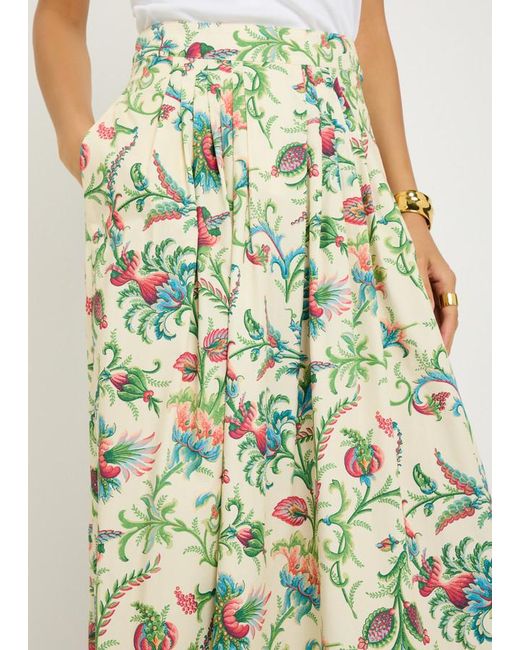 Etro White Floral-Print Cotton-Poplin Maxi Skirt