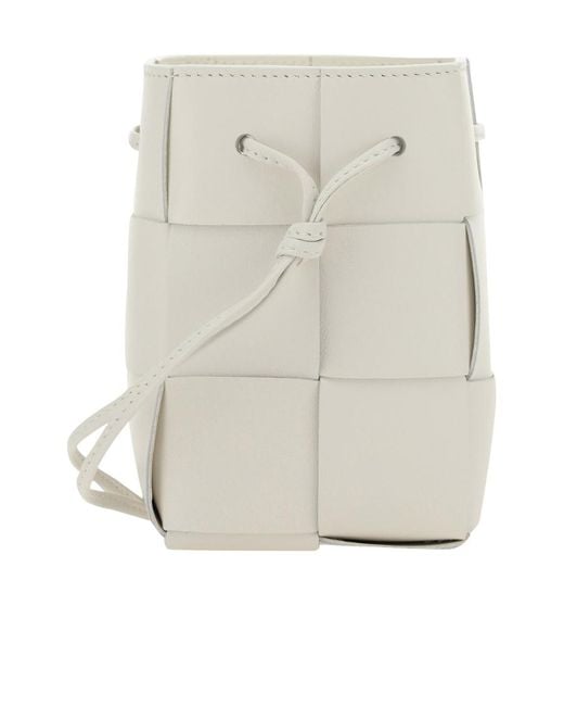 Bottega Veneta White Mini Cassette Bucket Bag