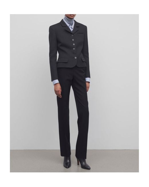 The Row Black Jesse Straight-Leg Tailored Cut Pants