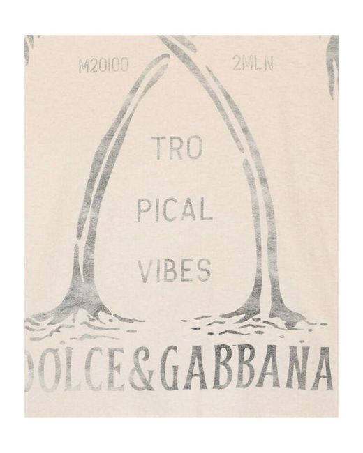 Dolce & Gabbana Natural Banana Tree Printed Short-Sleeved T-Shirt for men