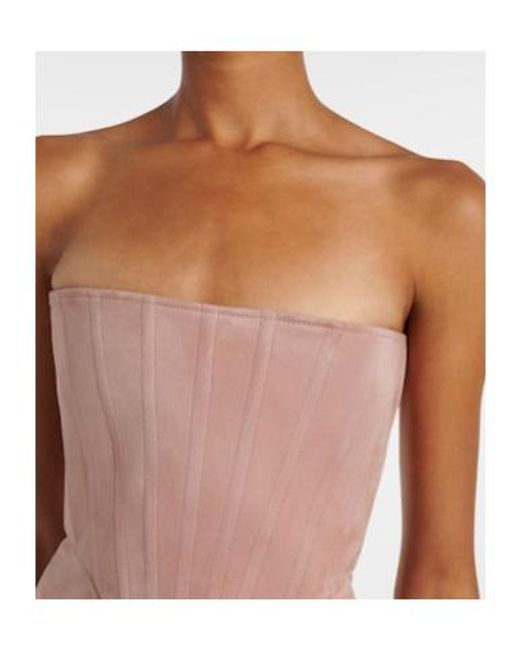 Alex Perry Pink Draped Suede Bustier Dress