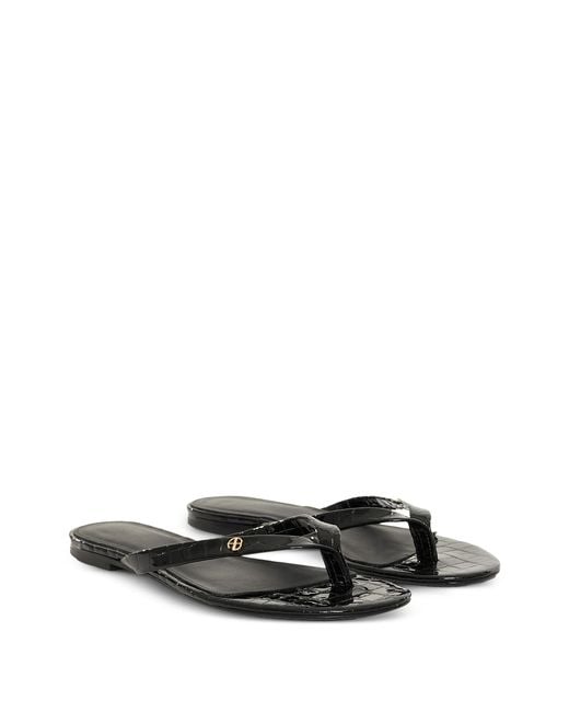Anine Bing White Noelle Croc-Embossed Flat Sandals