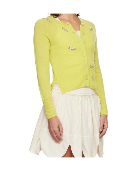 Simone Rocha Yellow Long-Sleeved Cashmere Knit Cardigan