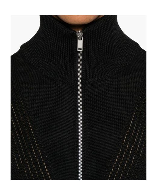 Jil Sander Black Long Sleeved Zip-Up Cardigan for men