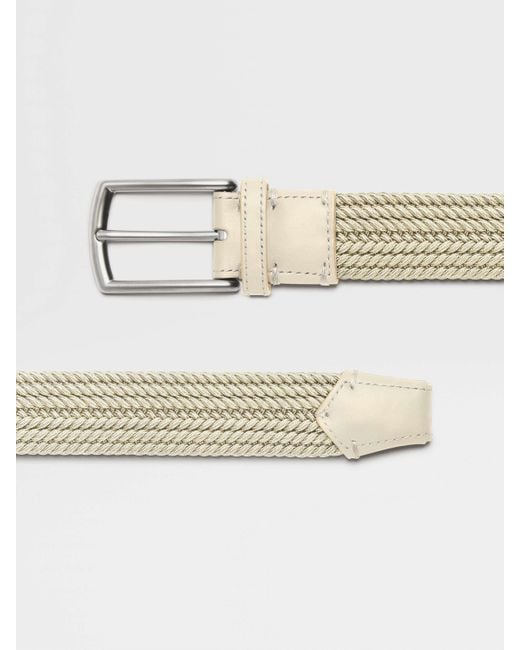 Zegna White Braided Buckle Belt for men