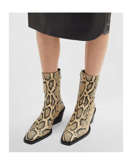Jil Sander Brown Embossed Ankle Boots