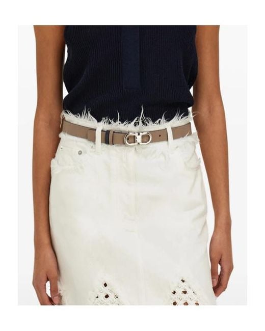 Ferragamo Blue Gancini Reversible And Adjustable Belt