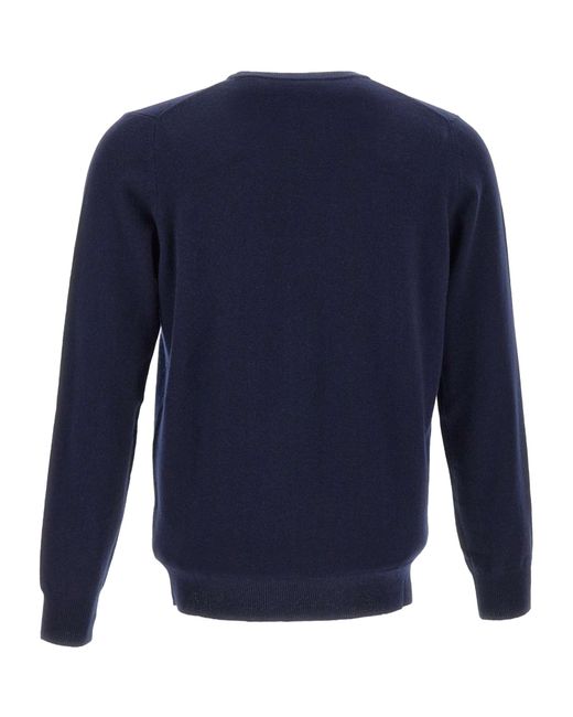 Kangra Cashmere Blue Kangra Crew Neck Knitted Sweater for men