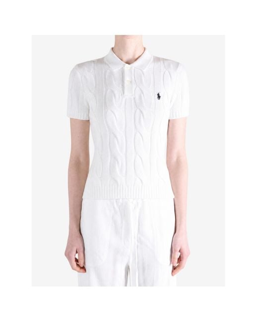 Polo Ralph Lauren White Cable-Knit Polo Shirt