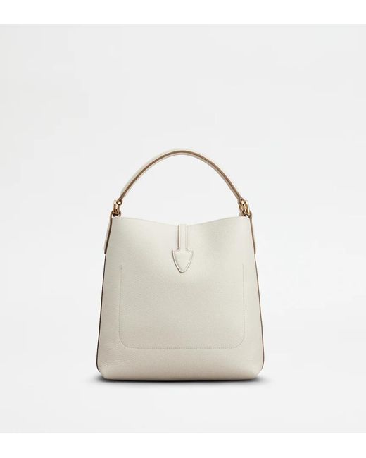Tod's White Mini T Timeless Leather Bucket Bag