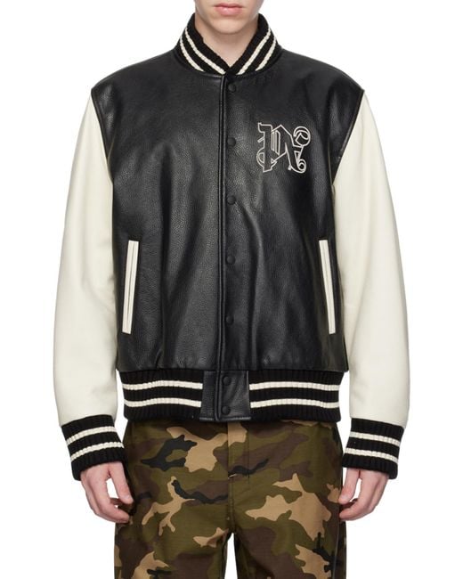 Palm Angels Black Pa Monogram Bomber Jacket for men
